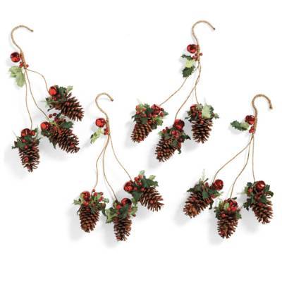 CHRISTMAS PINECONE CHAIR SWAG, SET OF FOUR, HOLIDAY DECORATIONS, NEW 1