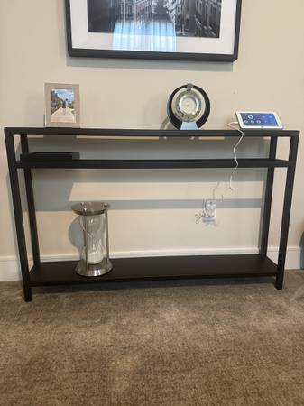 Crate&Barrel 48" Rectangular Bronze Iron Console Table with Shelf 1