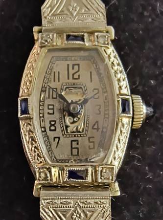 ⌚Platinum & 18k Diamond Sapphire Antique Victorian Ladies Swiss Watch⌚ 1