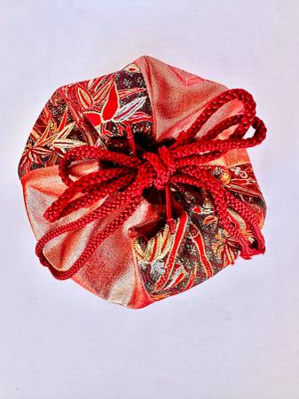 Japanese kinchaku Bag Evening purse kimono silk brocade vintage 1