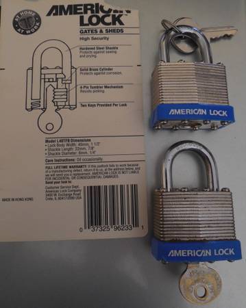 American Locks (Masterlock) padlocks w/same keys - $7 1