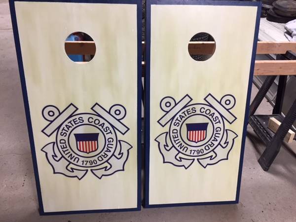 Coast Guard logo cornhole game 1