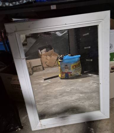 Very nice sturdy white framed wall mirror 1