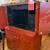 Beautiful Red Asian Desk/Cabinet w/Doors & 2 File Cabinet Drawers 4 thumbnail