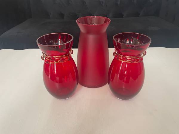 3-Red Glass Flower Vases - $25 (Columbia, MO)63471025507073120