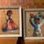 Vintage Mexican Folk art original painting on burlap 1 thumbnail