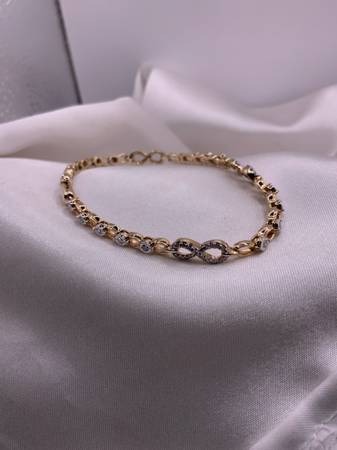 Gold-Diamond Bracelet 75 Diamonds 10K Yellow Gold 9.1g 1
