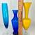 3 Colorful glass bud vases blues and yellow 5 thumbnail