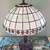 Antique Green Stained Glass Lamp 20" Tall, 14" Across/Shade 1 thumbnail