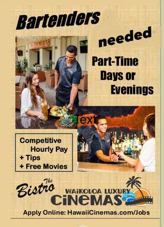Part time Bartender needed 1