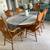 Oak kitchen/dining room table with antique white painted top, 6 chairs 1 thumbnail