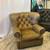 Restoration Hardware Churchhill Light Brown Leather Tufted Chair 9 thumbnail