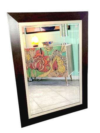Large Wall Mirror - Beveled Glass - Wooden Frame 1