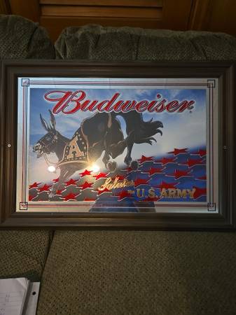 Vintage Budweiser salute to the army mirrored sign 1