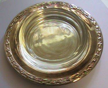 Silver serving dish with glass insert -NIB 1