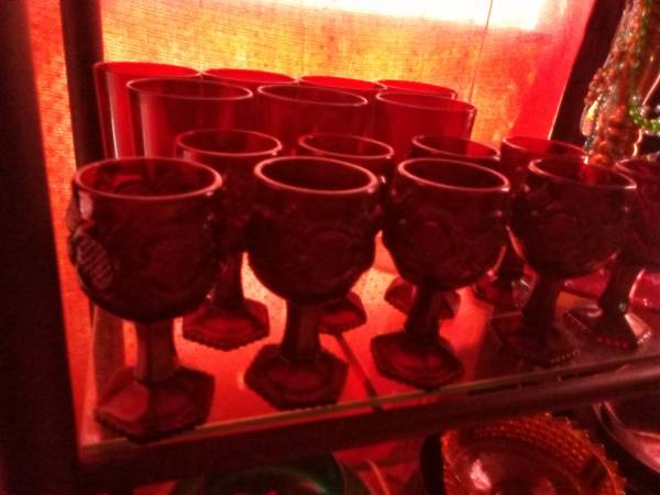 Ruby Red Vintage goblets & cylindrical stems 1
