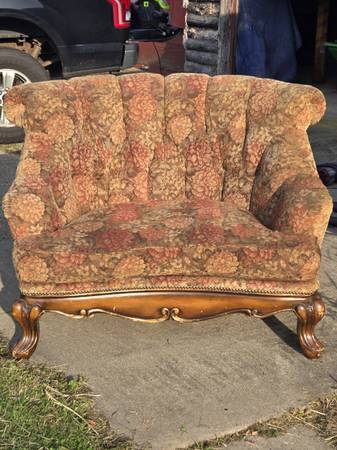 Floral Upholstered Oversized Chair – Solid Wood – $50 1