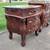 FANCY HAND-CARVED MAHOGANY VANITY & PAIR CHERRY ROCOCO BEDSIDE TABLES 9 thumbnail