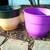 2 BIG FLOWER POT LOT Plants Flowers Purple Black Beige Color POTS 3 thumbnail