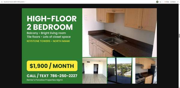 Bright 2 Bed / 2 Bath Condo with Balcony – 2000 NE 135 St, North Miami – $1, 1