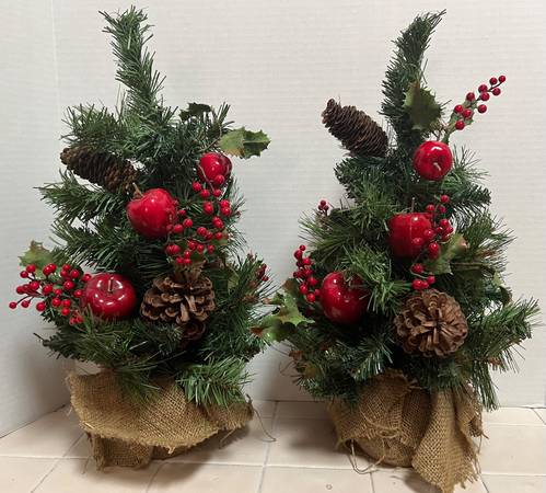 Two 18-inch Artificial Evergreen Trees 1