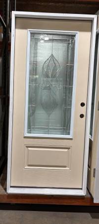 New 36" 3/4 Deco Glass LH Inswing Fiberglass Exterior Entry Door SG 1