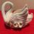 Vintage Iridescent Norcrest Swan Trinket Bowl With Roses Gold Colored Accents 1 thumbnail