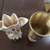 Vintage White Ceramic Lily Vase & Brass Goblet Vase 3 thumbnail