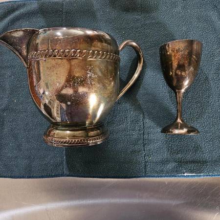 ROGERS "Best Offer" for Elegant Antique Silver Pitcher and Goblet Set 1
