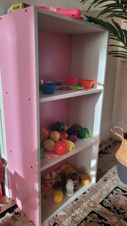 3-Tier Open Shelf Bookcase, Pink/White 1