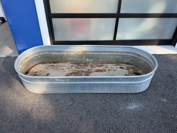 Galvanized trough planter 1