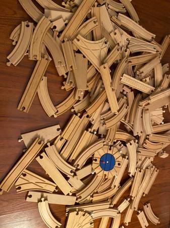 Wooden train tracks, trains and accessories! 1