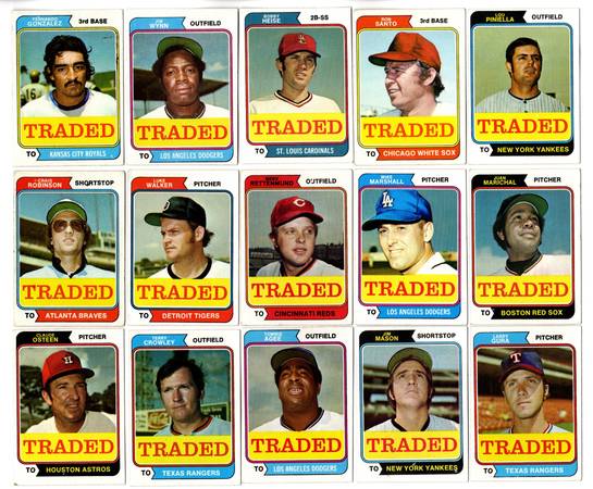 Vintage 1974 Topps Baseball Traded Complete Set (44 cards) HOF 1