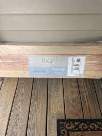 4-shelf wood storage unit - $50 (Norwood)63439251091585124