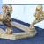 Glass top gilt wood coffee table with figural motif legs, 15.2"x46"x20 2 thumbnail