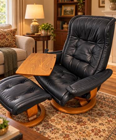 EKORNESS ®️Stressless Leather Recliner and Ottoman 1