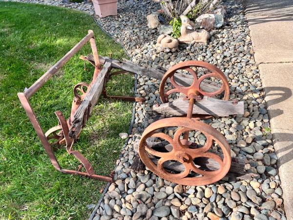 Old, heavy duty, cast-iron industrial cart 1