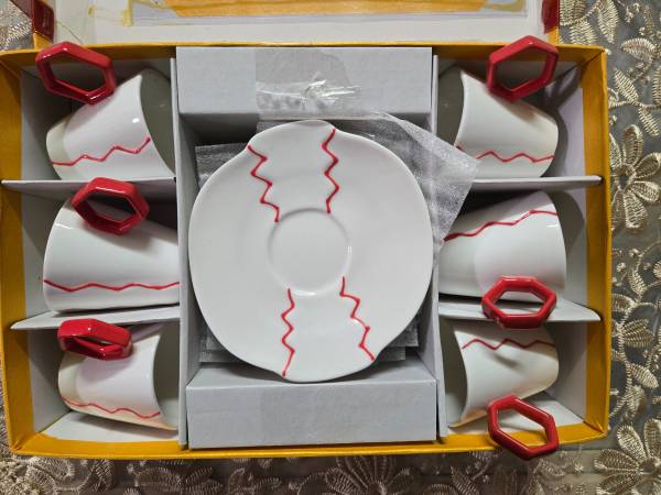 12 PC Modern Design Espresso Cup Saucer Coffee Set By Royal Collection 1