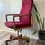 Scandinavian Mid Century Teak Red Upholstered Office Chair 5 thumbnail