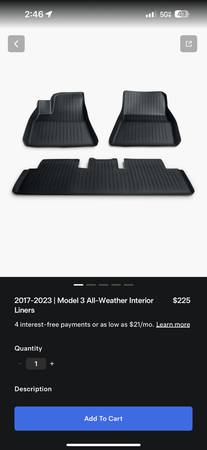 Tesla all weather floor mats 2017-2023 Model 3 1