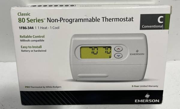 Emerson 1F86-344 Non-Programmable Thermostat Single-Stage 1 White NEW 1