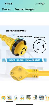 25' CABLE DE ENERGÍA PARA REMOLQUE - $20 (Ripon)63471299218177121