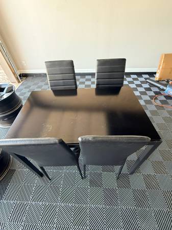 Black Dining Table Set – 4 Chairs – 5 Piece Set 1