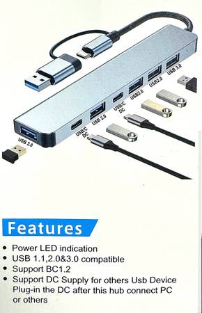 ⚡️ 💻 Aluminum 7-in-1 Multiport USB Splitter Adapter, All USB (sealed new) 1