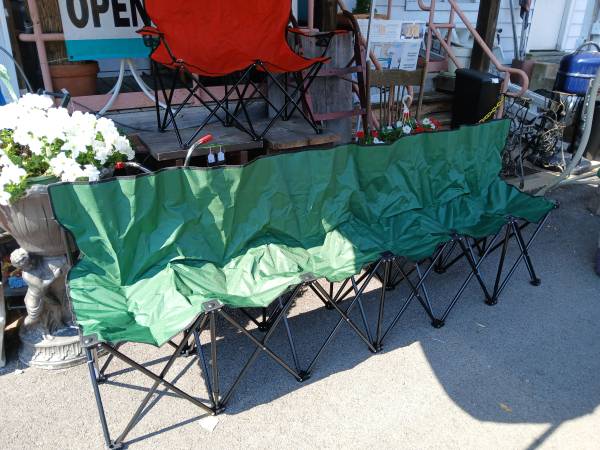 new 6 seat , kids size , bag chair - green canvas 1