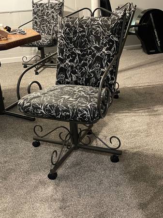 Black and white floral design rolling chairs 1