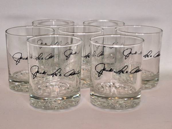 Famous Barber to John Wayne, Jack Lee Adams, Signature Rocks Glasses 1