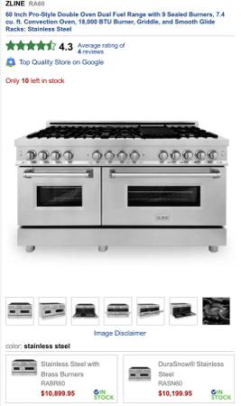 ZLINE 60” Range NEW - $7,000 (Sparta)62973885219073124