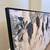 47x24 LARGE Black Wood Framed Navy Blue/White/Grey Leaf Canvas Artwork 7 thumbnail