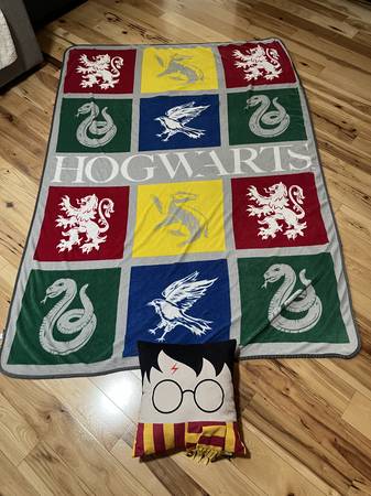 Harry Potter throw pillow and soft fleece blanket 1